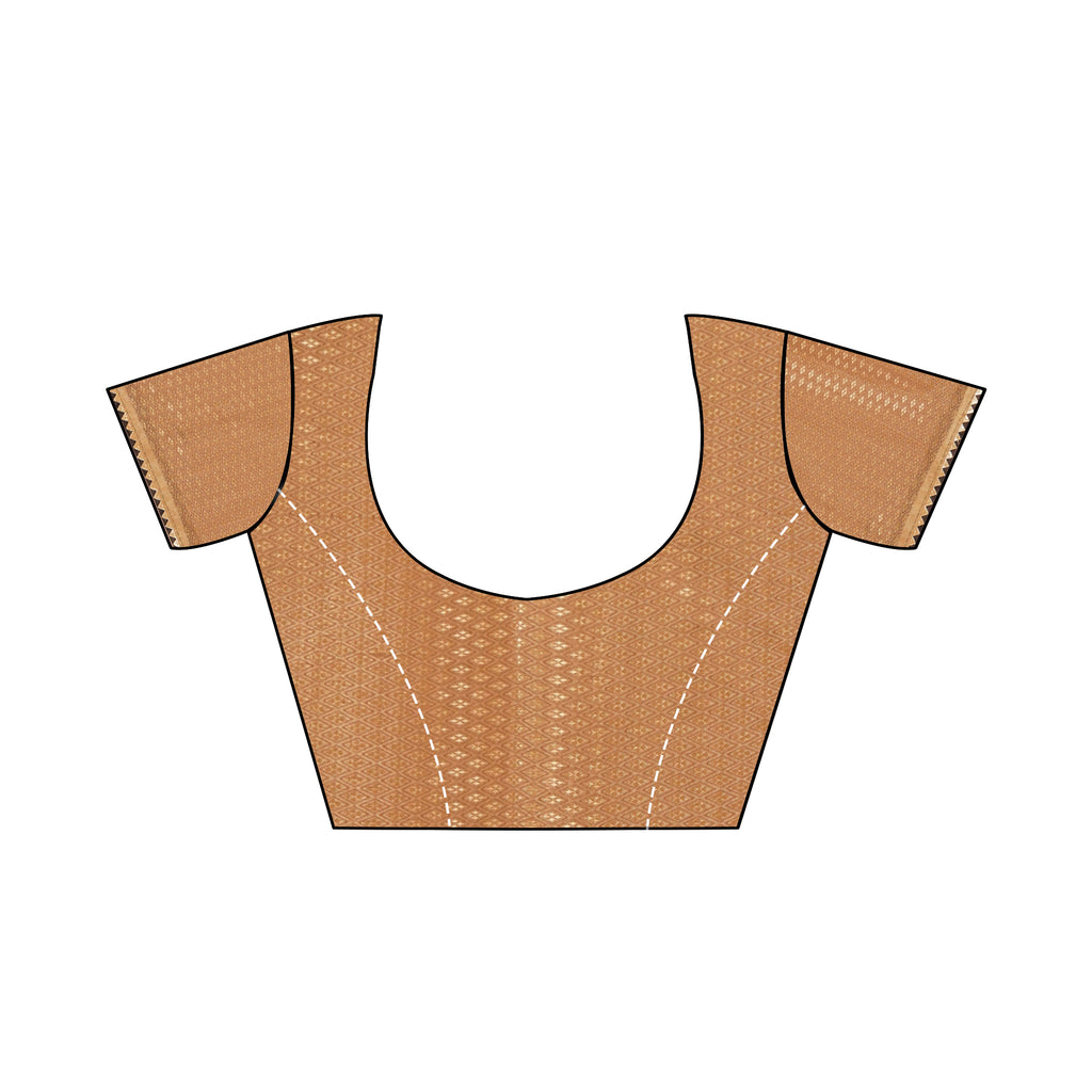 Light Olive Green Brasso Printed Saree with Metallic Grey Border